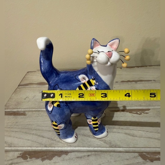 Vintage Whimsiclay Bees Cat By Amy Lacombe, Hand Painted, Annaco Creations, 2002 - Picture 9 of 9